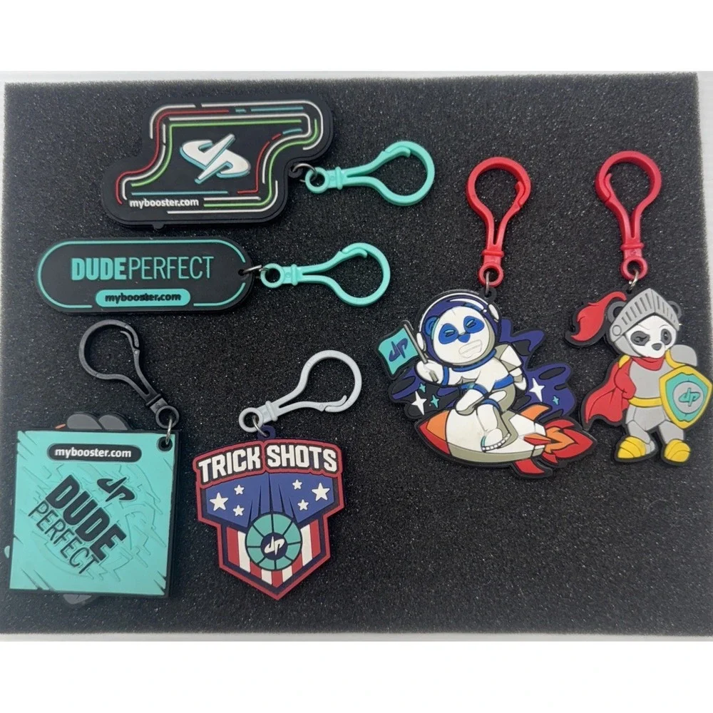 Dude Perfect Keychains Backpack Clips Lot of 6 MyBooster Collectibles With Clips